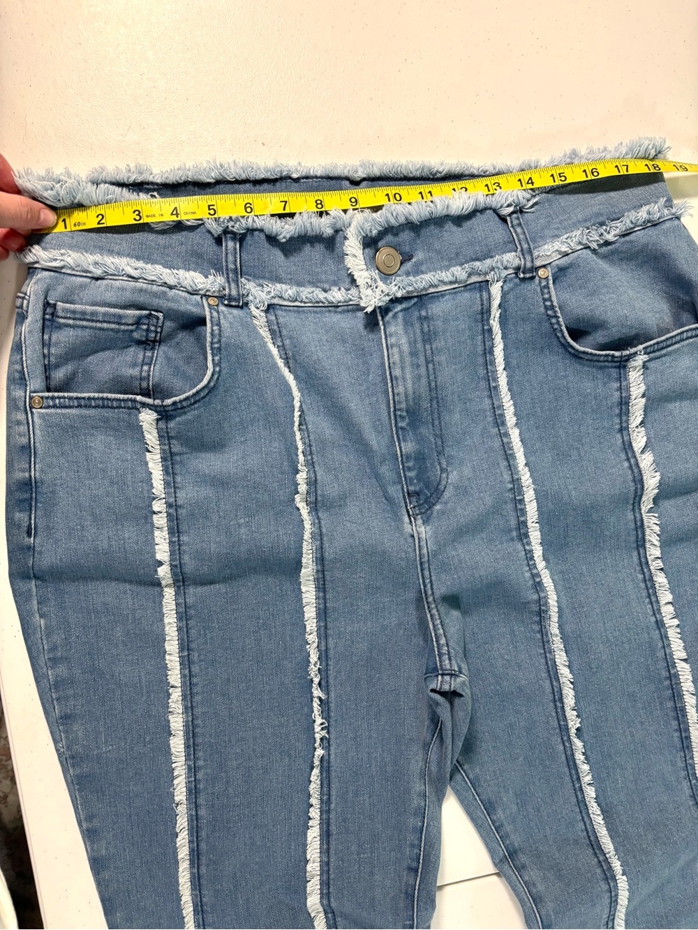 K Jordan Plus Size 20W Raw Hem Flare Wide Leg Jeans Exposed Seam - Picture 8 of 16